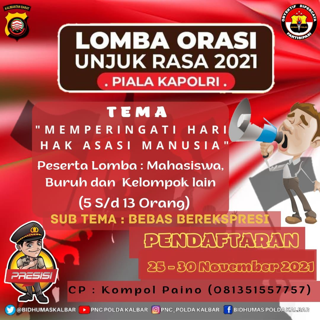 Foto: Polda Kalbar Mengadakan Lomba Orasi Unjuk Rasa, Peringati Hari Hak Asasi Manusia | Pifa Net