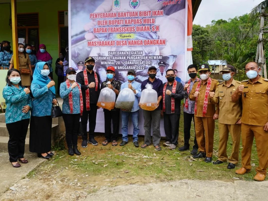 Foto: Salurkan BLT-DD dan Benih Ikan di Desa Nanga Dangkan, Bupati Kapuas Hulu Minta Bantuan Digunakan dengan Baik     | Pifa Net