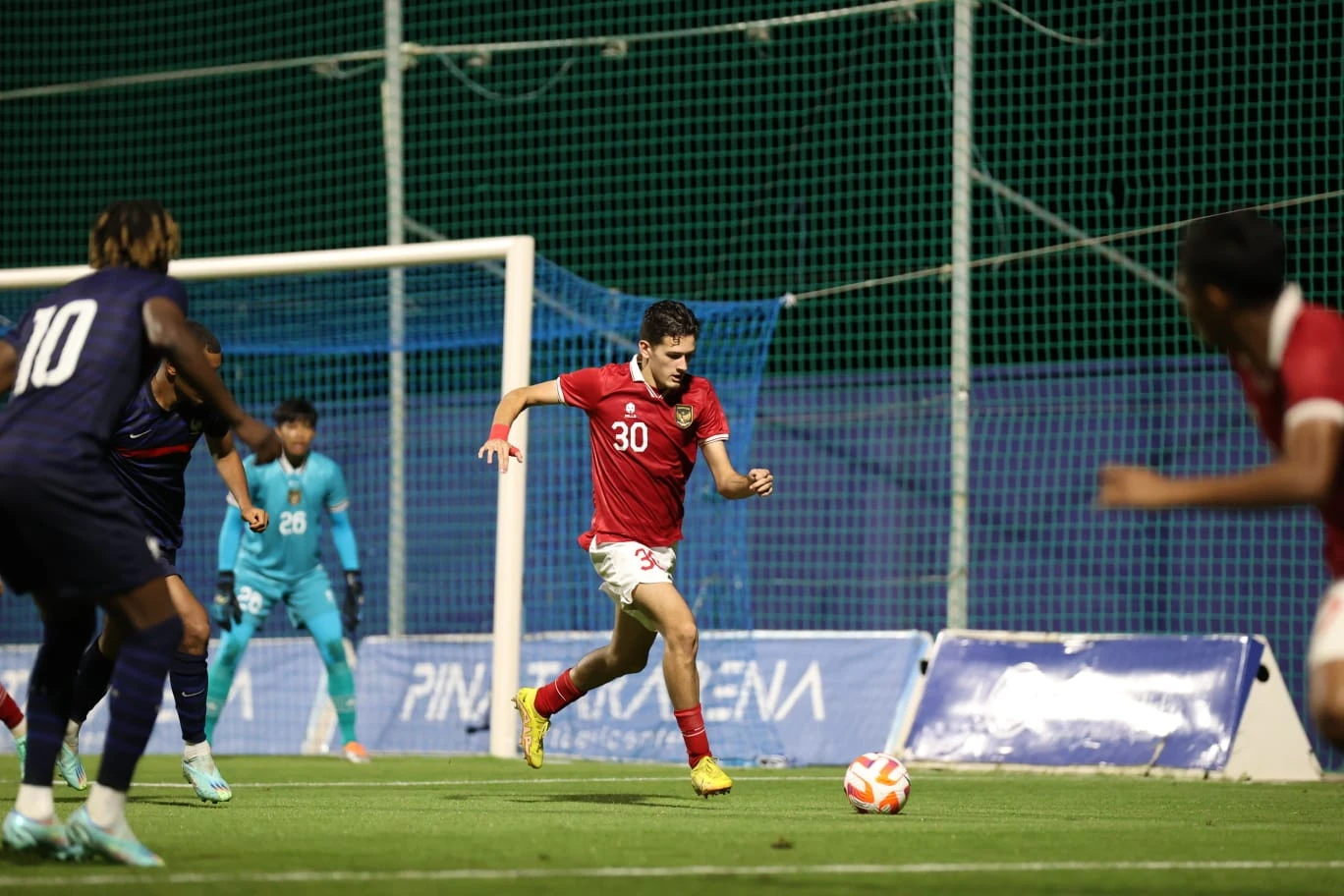 Timnas U-20 Indonesia kala melawan Prancis di laga uji coba internasional. (Foto: Dok. PSSI)