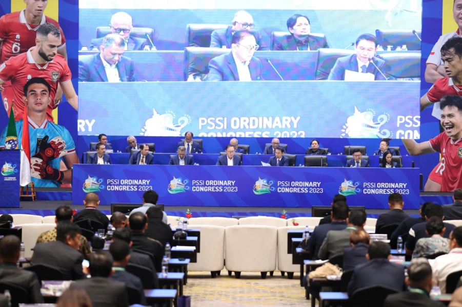 Pelaksanaan Kongres Biasa 2023 yang berlangsung di Hotel Sultan, Jakarta, pada Minggu (15/1) kemarin. (Foto: Dok. PSSI)