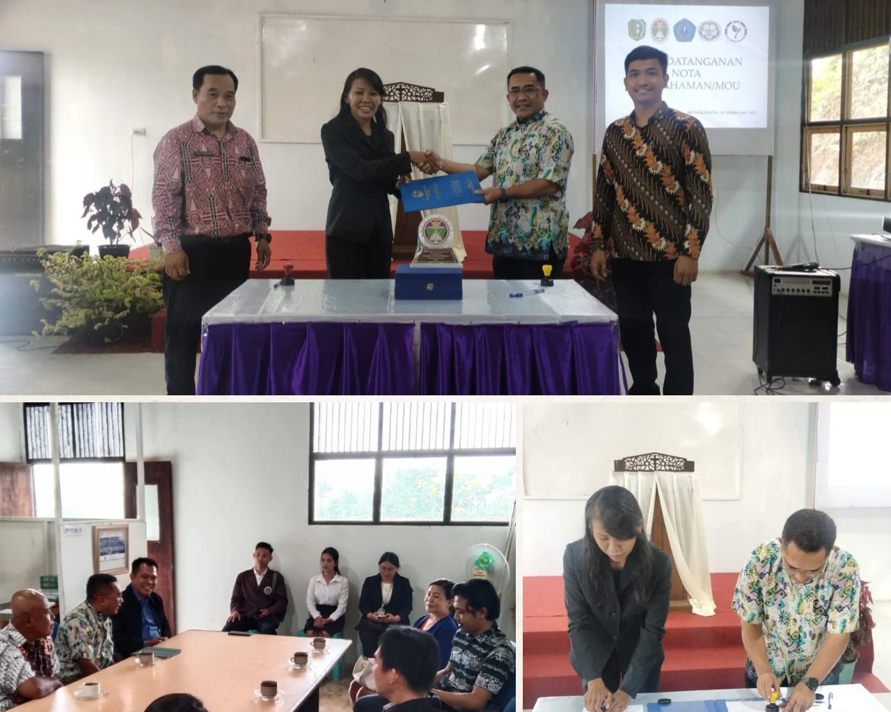 Penandatangan MoU antara nstitut Shanti Bhuana dengan Akademi Manajemen Bumi Sebalo Bengkayang. (Dok. Istimewa)