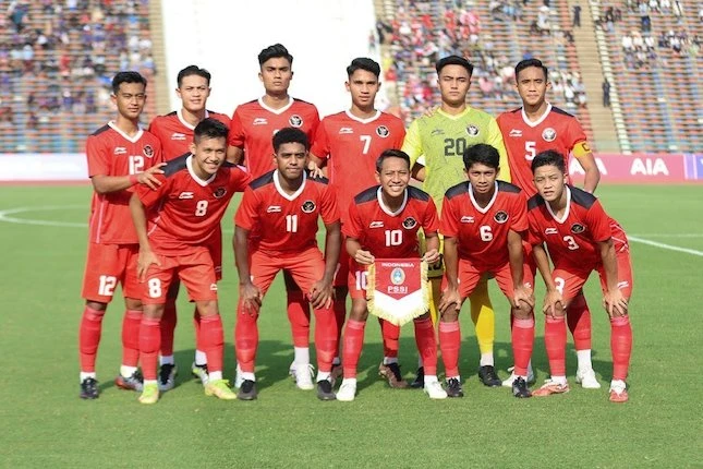 Skuad Timnas U-22 Indonesia melaju ke semifinal SEA Games 2023. ( Bola.net/Abdul Aziz)