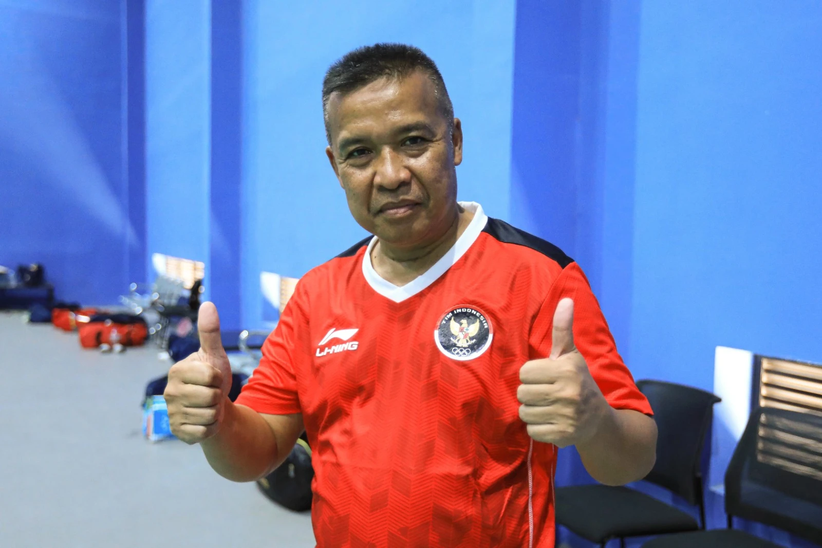 Pelatih tunggal putri Indonesia, Asep Suharno, menyampaikan kesiapan anak asuhnya hadapi Kamboja. (Dok. PBSI)
