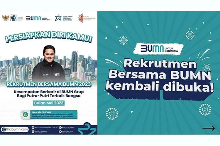 BUMN buka lowongan bulan Mei 2023, rekrutmen bersama kali ini menyediakan lebih dari 2.000 lowongan. (Instagram @fhci.bumn)