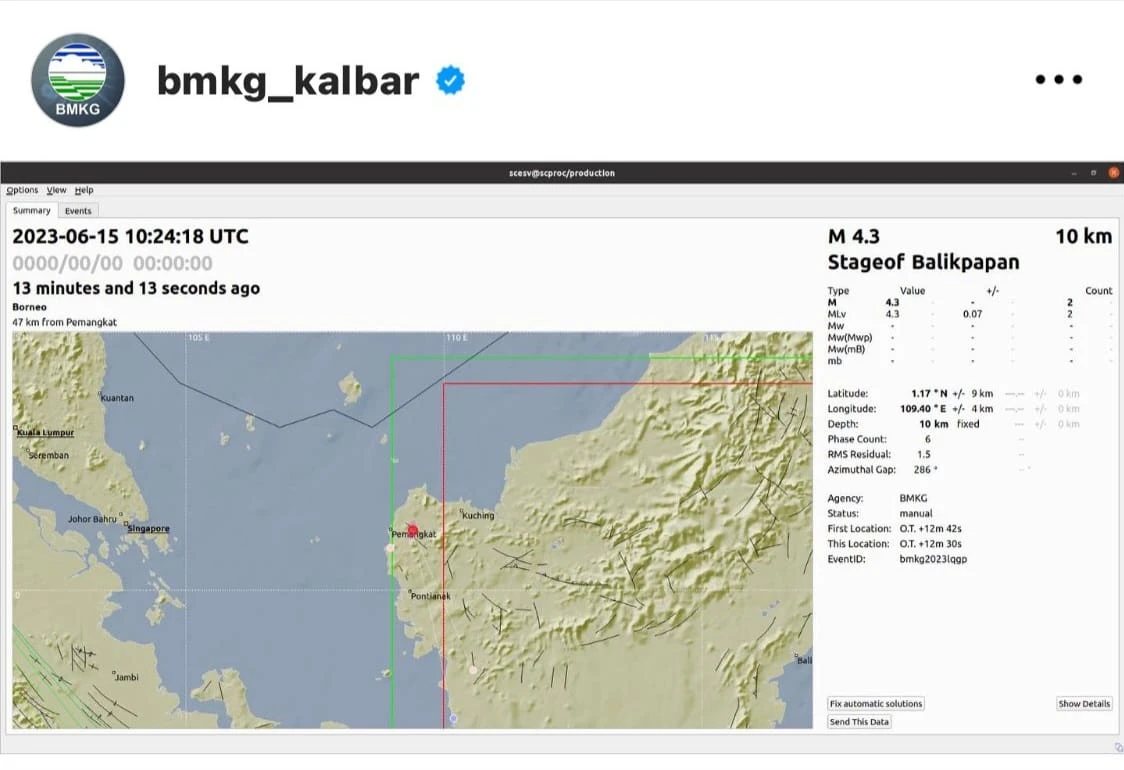 Kapolres Bengkayang, AKBP Bayu Suseno, menegatakan tidak ada laporan kerusakan dampak gempa. (Dok. Istimewa)
