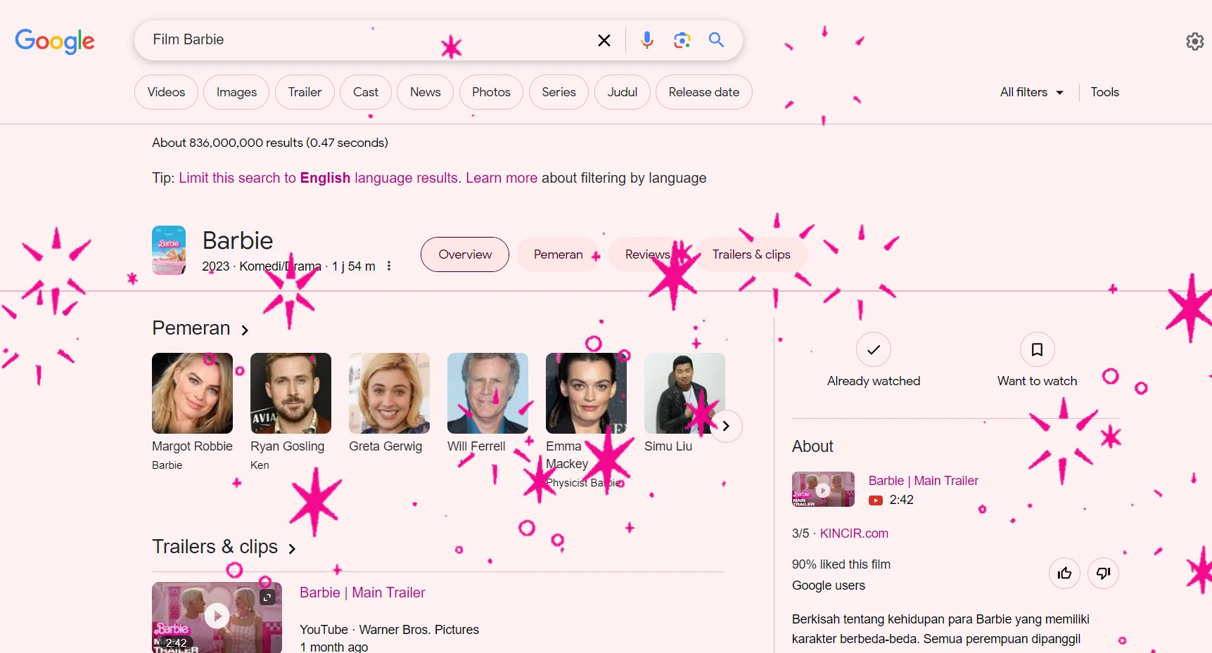 Foto: Google Ramaikan Penayangan Film Barbie di Bioskop dengan Easter Egg Keren! | Pifa Net