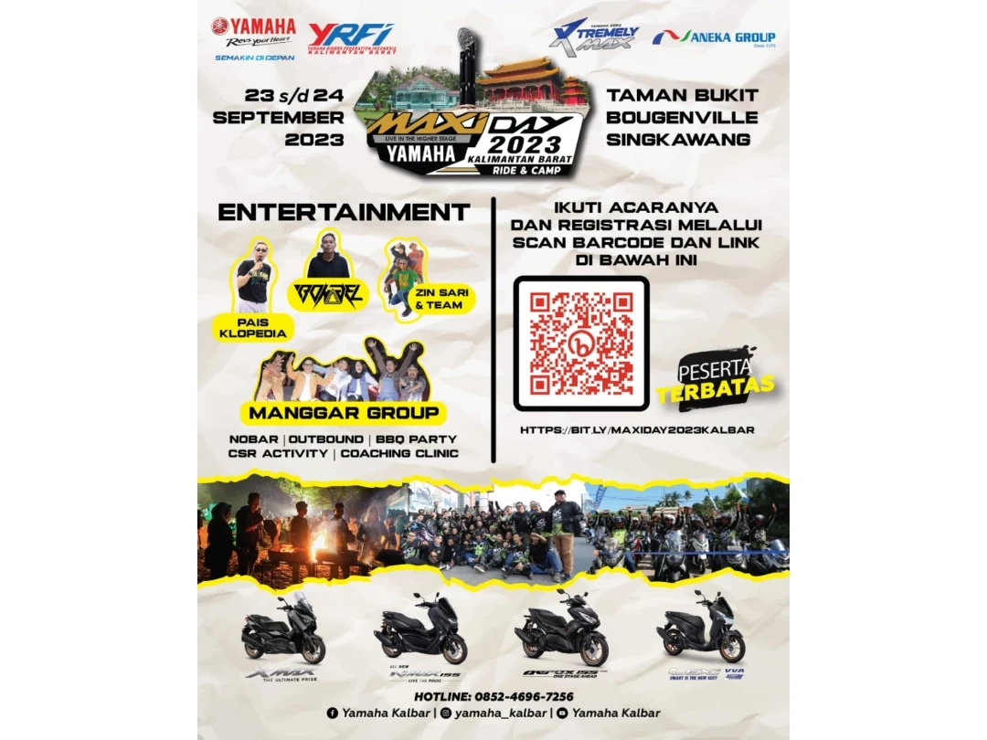 Maxi Yamaha Day Kalbar bakal diselenggarakan di Kota Singkawang pada 23-24 September 2023. (Dok. Yamaha)