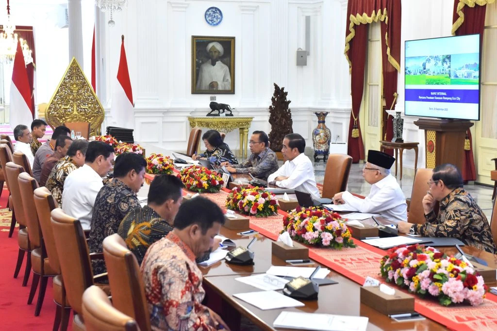 Presiden Jokowi mengumpulkan jajaran menterinya untuk membahas masalah Rempang di Istana Kepresidenan Jakarta. (Dok. Humas Setkab RI)