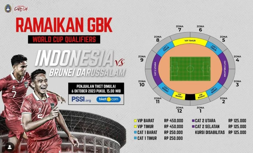 Foto: Simak Harga Tiket Terbaru Indonesia vs Brunei Darussalam di Kualifikasi Piala Dunia 2026 | Pifa Net