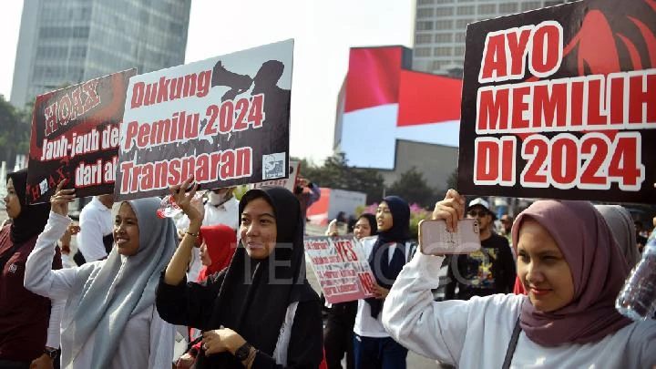 Kick-off kampanye Pemilu 2024 dijadwalkan dimulai besok pada tanggal 28 November 2023 hingga 10 Februari 2024, sesuai dengan Peraturan Komisi Pemilihan Umum (PKPU) Nomor 3 Tahun 2022. (Tempo)