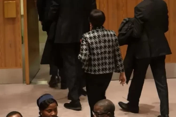 Momen Menlu Retno Marsudi Walk Out saat Dubes Israel berbicara di Dewan Keamanan PBB. (VOA/Detiksumsel)