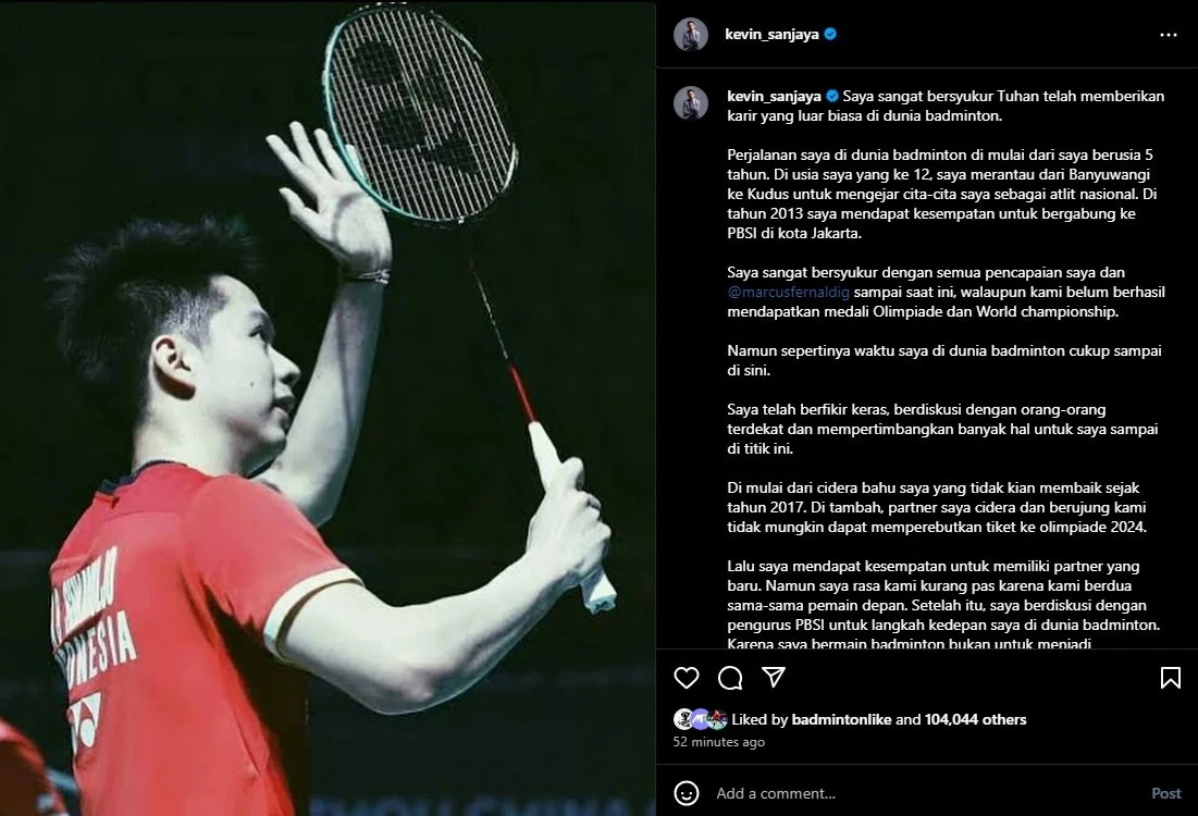 Kevin Sanjaya umumkan pensiun dari Badminton. (Kolase: Ulasan.co)