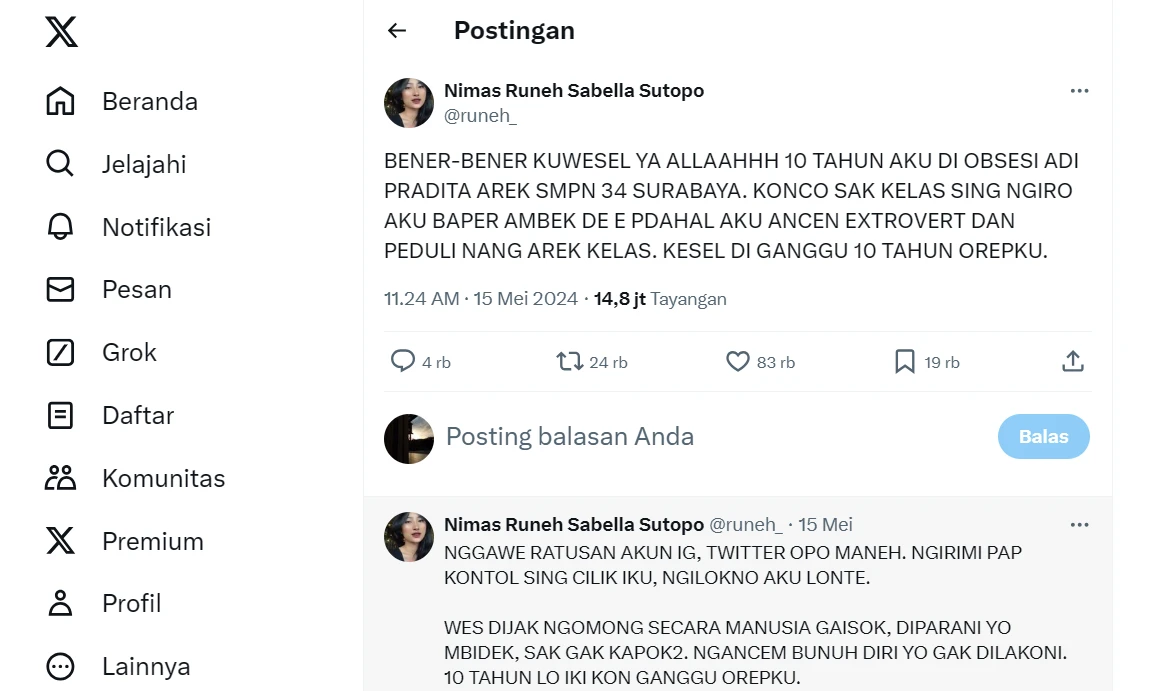 Foto: Viral di X, Curhat Seorang Wanita Diteror Teman Sekelasnya Selama 10 Tahun | Pifa Net