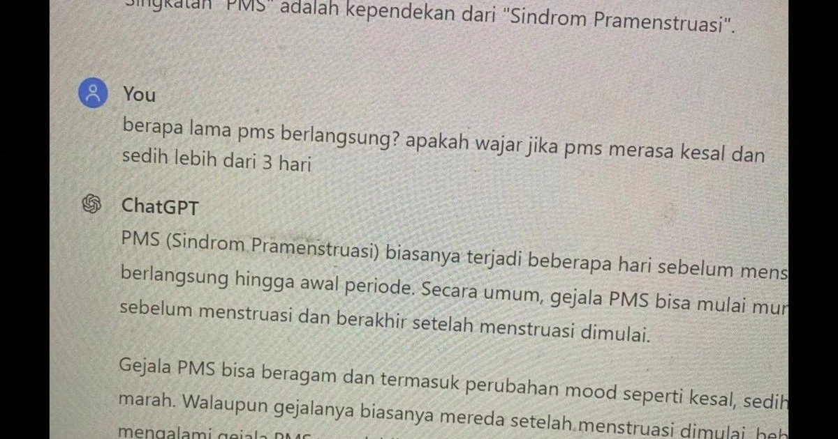 Foto: Bingung Hadapi Istri yang Lagi PMS, Suami ini Curhat ke Chat GPT | Pifa Net