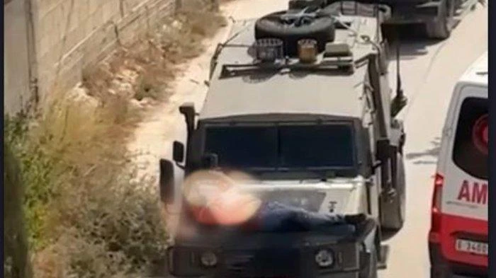 Foto: Viral Video Lelaki Palestina Diikat di Kap Mesin Mobil Militer Israel, Amerika Buka Suara | Pifa Net