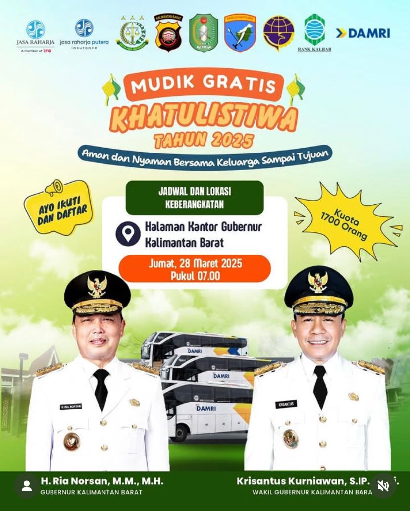 Foto: Mudik Gratis Pemprov Kalbar 2025: Ini Tempat dan Cara Mendaftarnya | Pifa Net