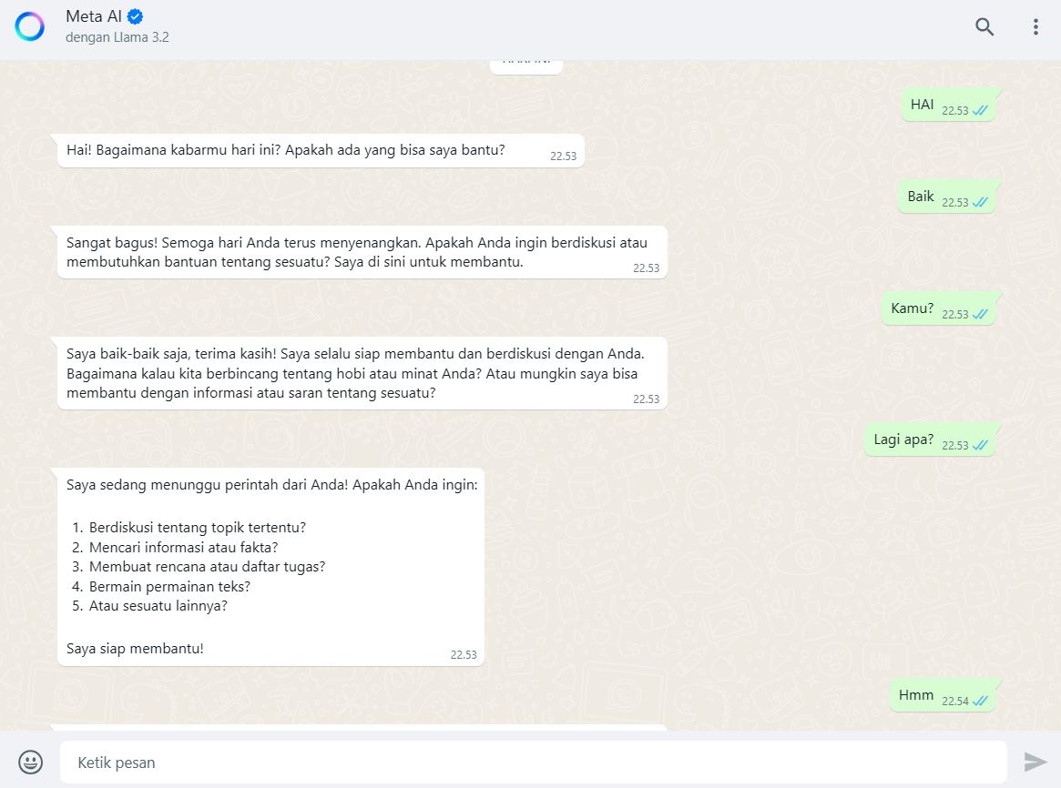 Foto: Chatbot Meta AI WhatsApp Sudah Tersedia, Cocok untuk Para Jomblo | Pifa Net