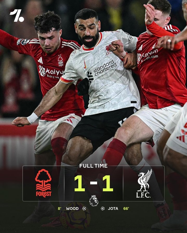 Foto: Liverpool Gagal Menang, Arne Slot Sanjung Pertahanan Solid Nottingham Forest | Pifa Net