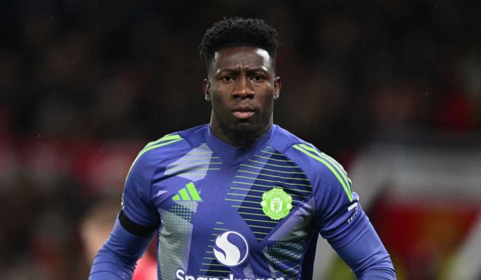 Kiper Manchester United, Andre Onana yang dua kali blunder di laga vs Nottingham Forest. (gilabola)