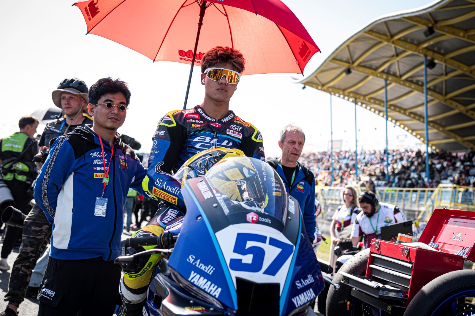 Foto: El' Dablek Aldi Satya Mahendra Terpacu Taklukan Sirkuit Cremona di Ajang Dunia World Supersport | Pifa Net